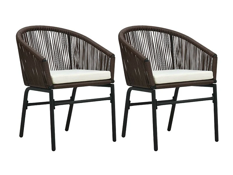 Chaises de jardin 2 pcs Marron Rotin PVC