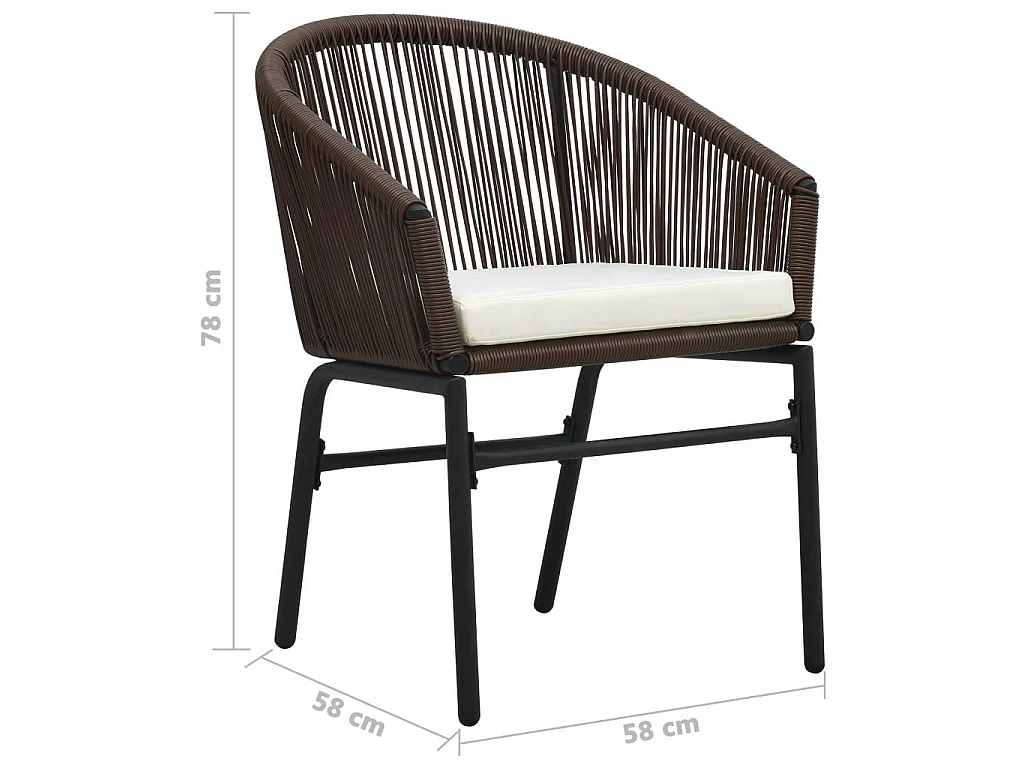 Chaises de jardin 2 pcs Marron Rotin PVC