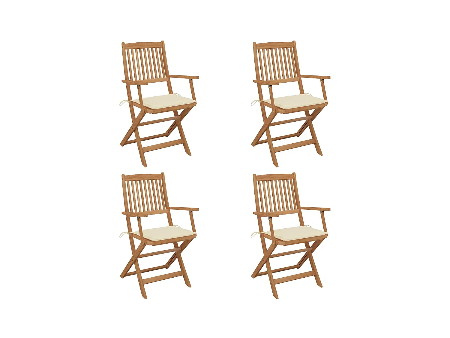 Chaises pliables de jardin 4 pcs avec coussins Bois d'acacia 2