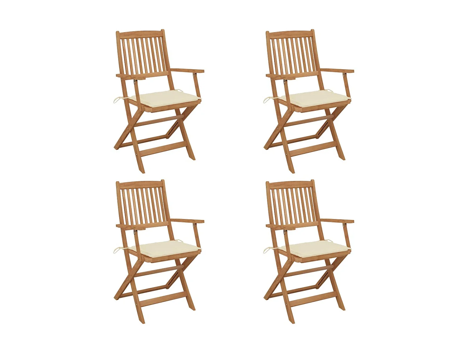 Chaises pliables de jardin 4 pcs avec coussins Bois d'acacia 2