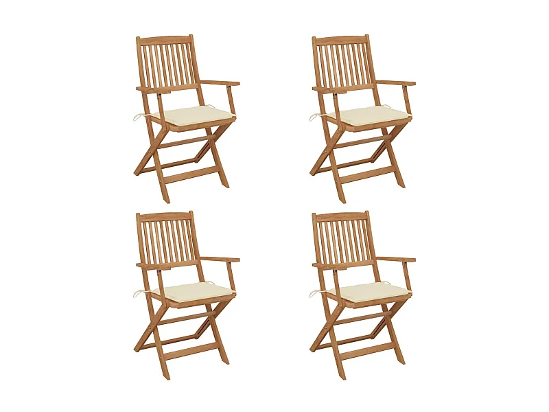 Chaises pliables de jardin 4 pcs avec coussins Bois d'acacia 2