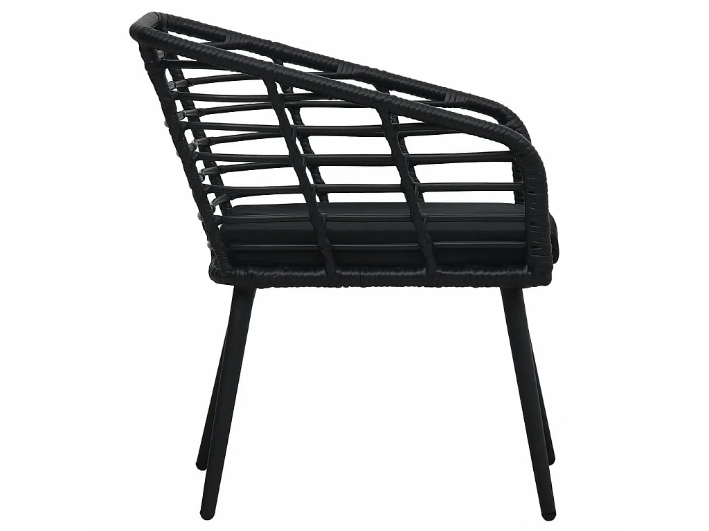 Chaises de jardin 2 pcs avec coussins Résine tressée Noir 4