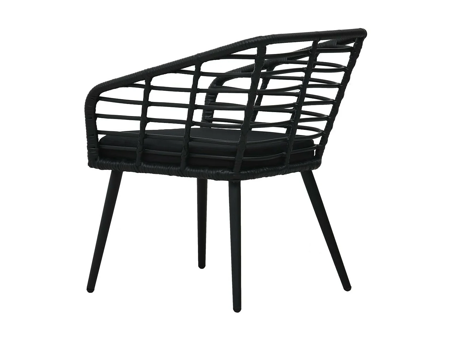 Chaises de jardin 2 pcs avec coussins Résine tressée Noir 4
