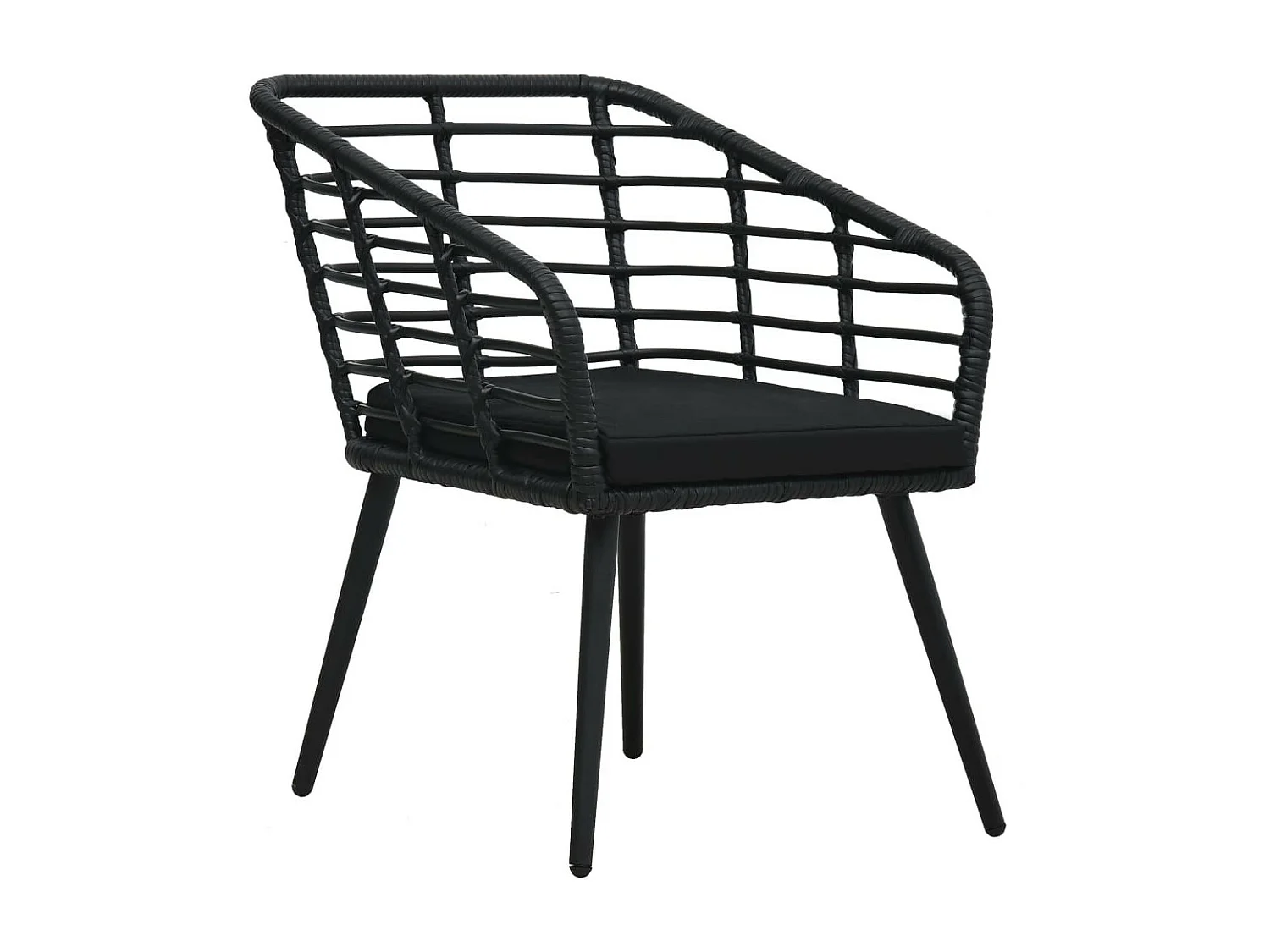 Chaises de jardin 2 pcs avec coussins Résine tressée Noir 4