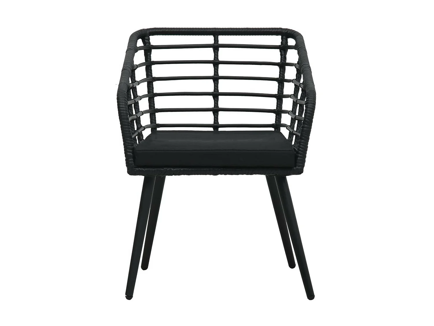 Chaises de jardin 2 pcs avec coussins Résine tressée Noir 4