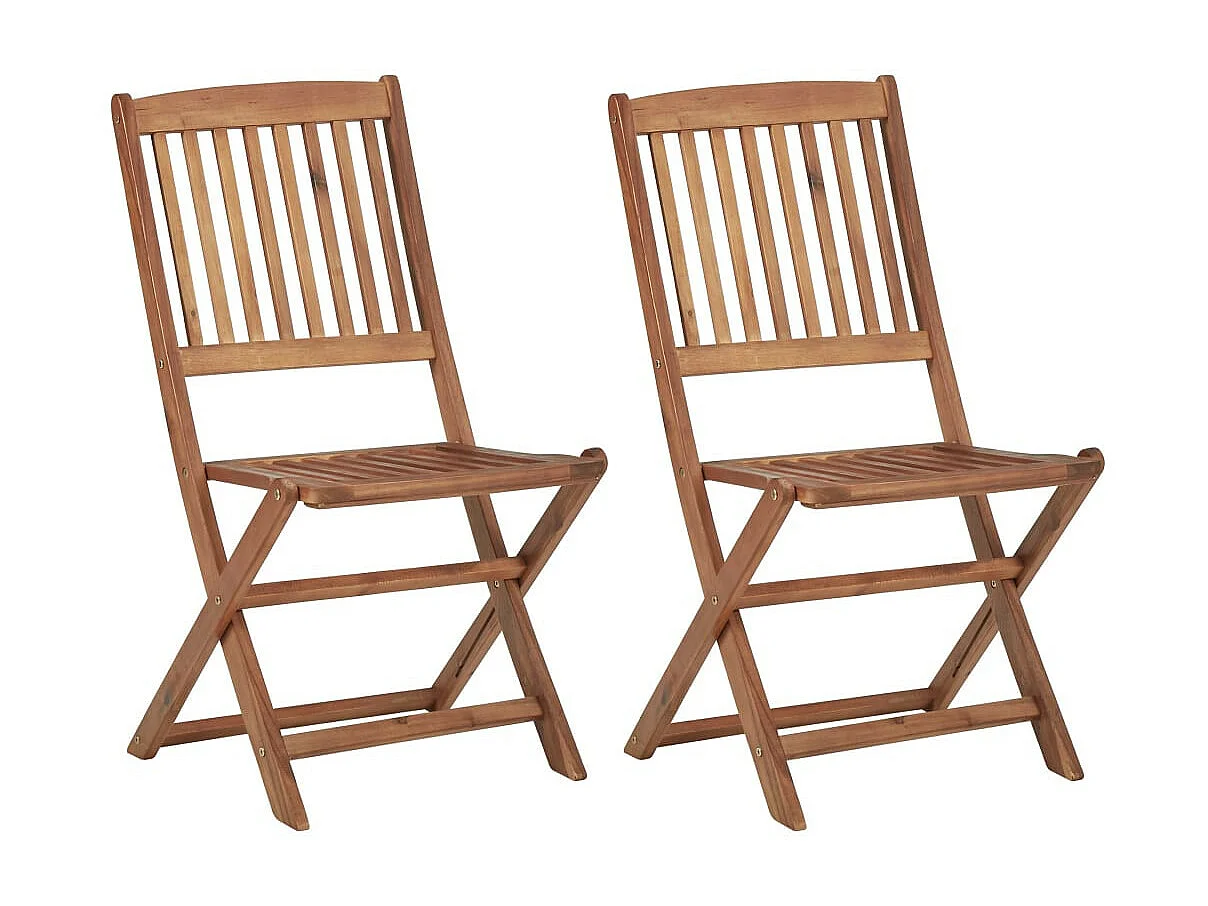 Chaises pliables d'extérieur 2 pcs Bois d'acacia solide 4