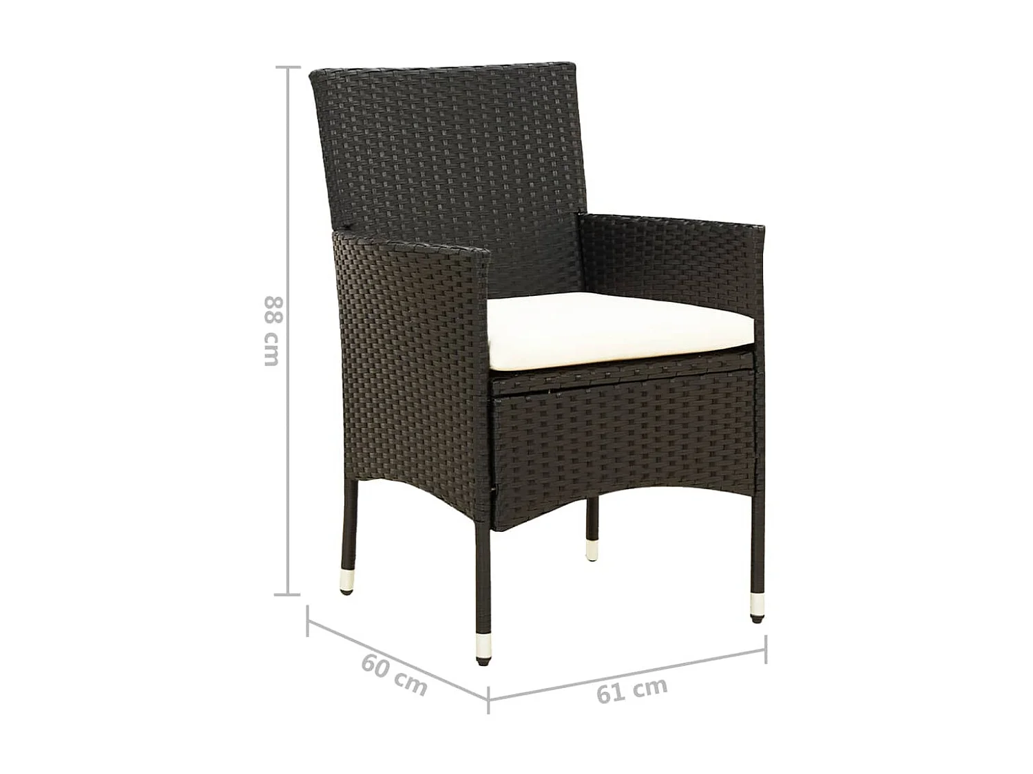 Chaises de jardin 2 pcs avec coussins Résine tressée Noir 5