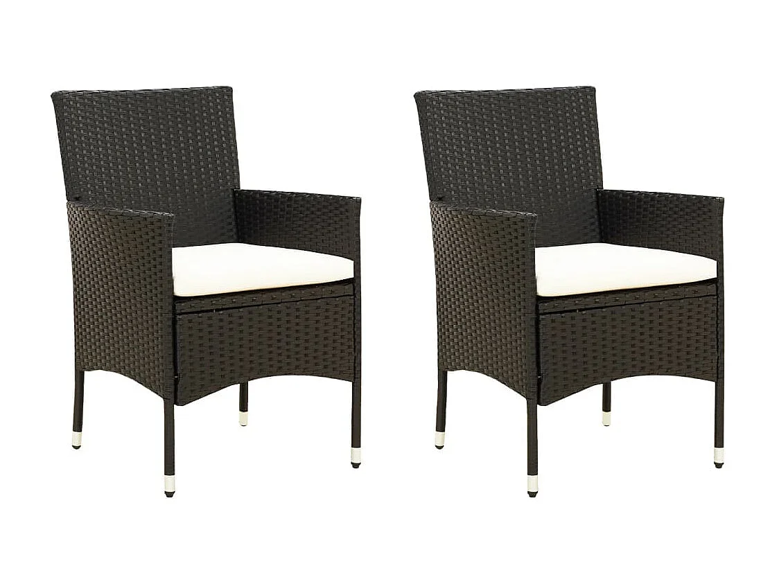 Chaises de jardin 2 pcs avec coussins Résine tressée Noir 5