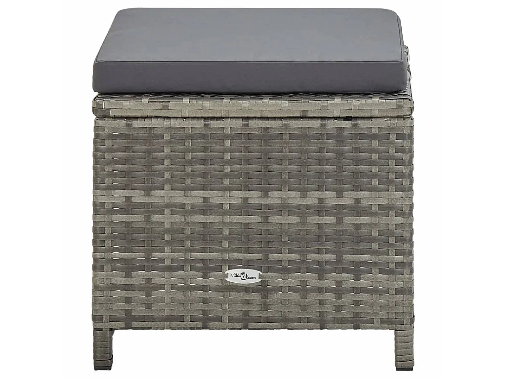 Tabourets de jardin 4 pcs avec coussins Résine tressée Gris 2