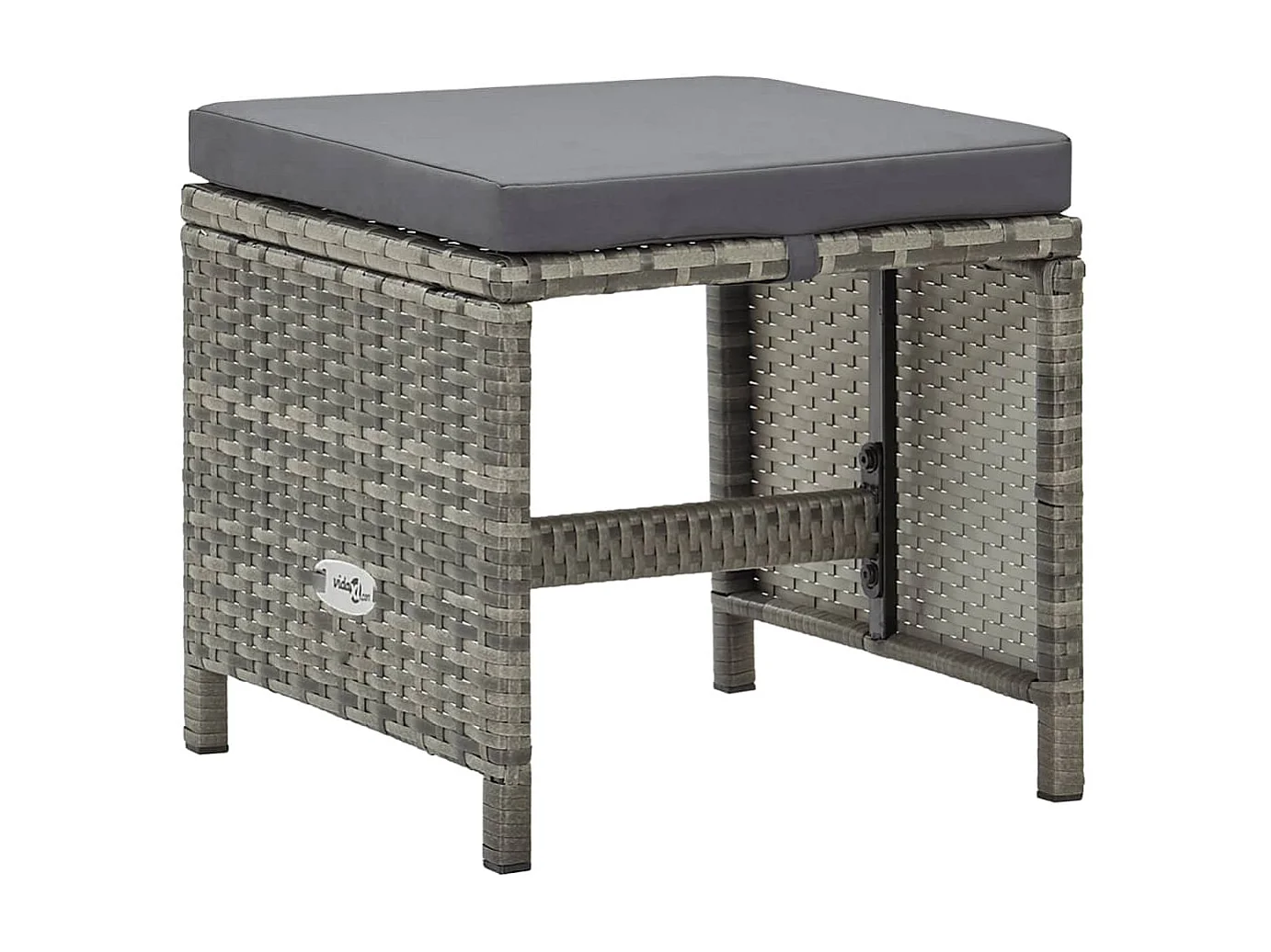 Tabourets de jardin 4 pcs avec coussins Résine tressée Gris 2