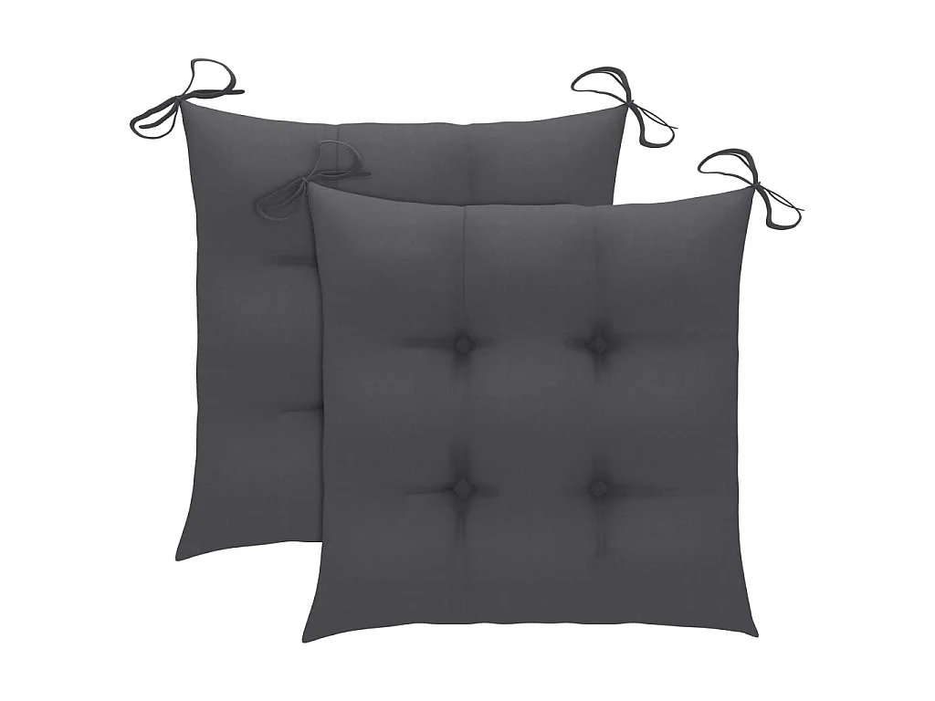 Chaises de jardin 2 pcs avec coussins anthracite Bois de teck 2