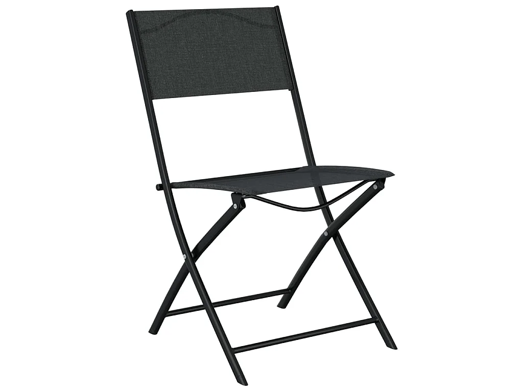 Chaises d'extérieur pliables 2 pcs Noir Acier et textilène
