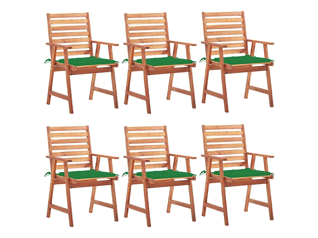 Chaises à dîner d'extérieur 6 pcs avec coussins Acacia massif 4