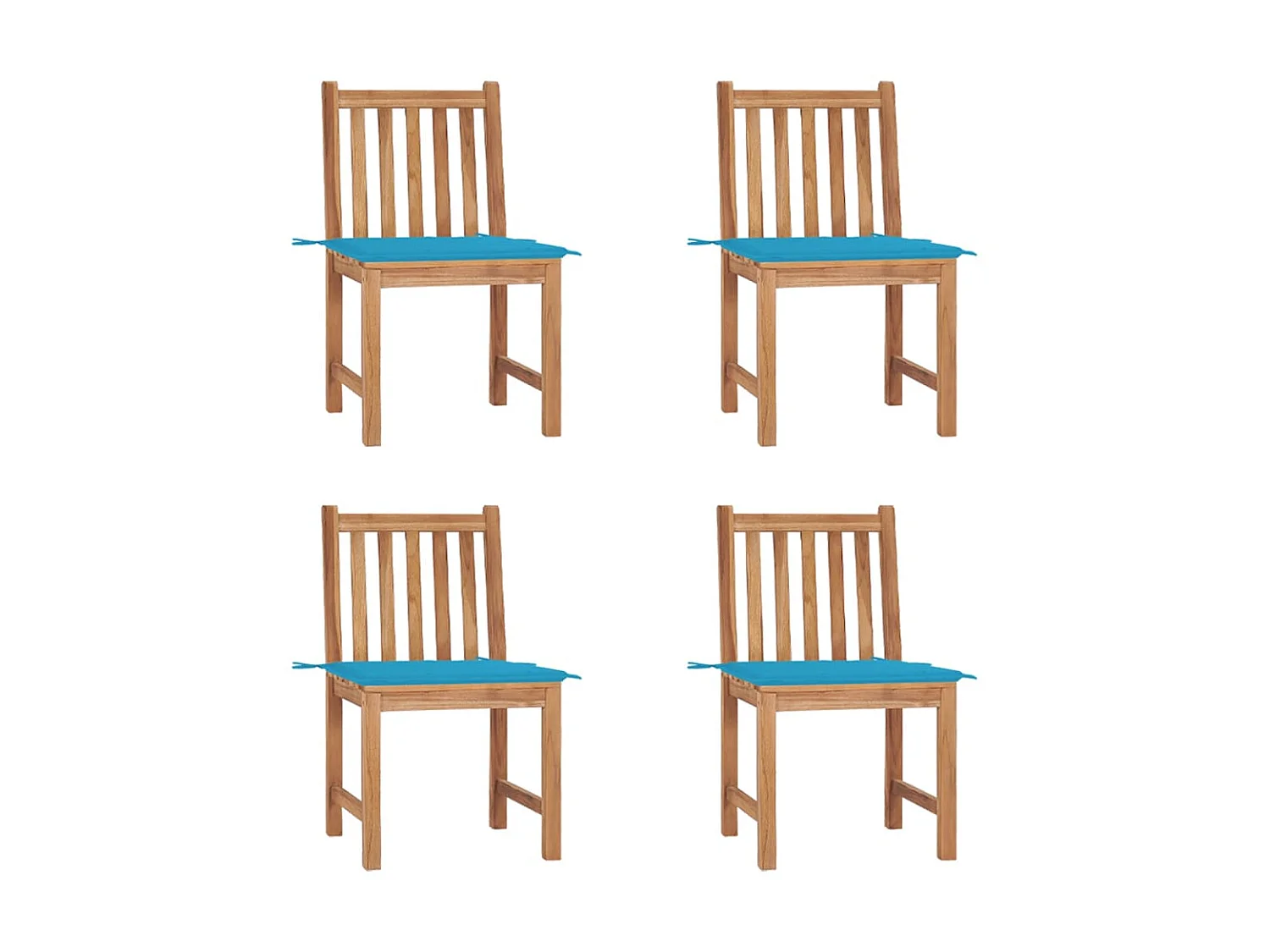 Chaises de jardin 4 pcs avec coussins Bois de teck massif 7