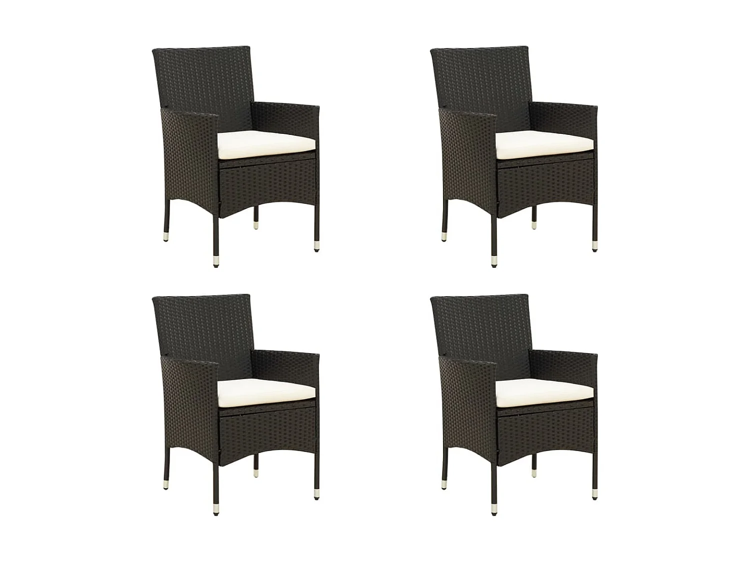 Chaises de jardin avec coussins 4 pcs Résine tressée Noir