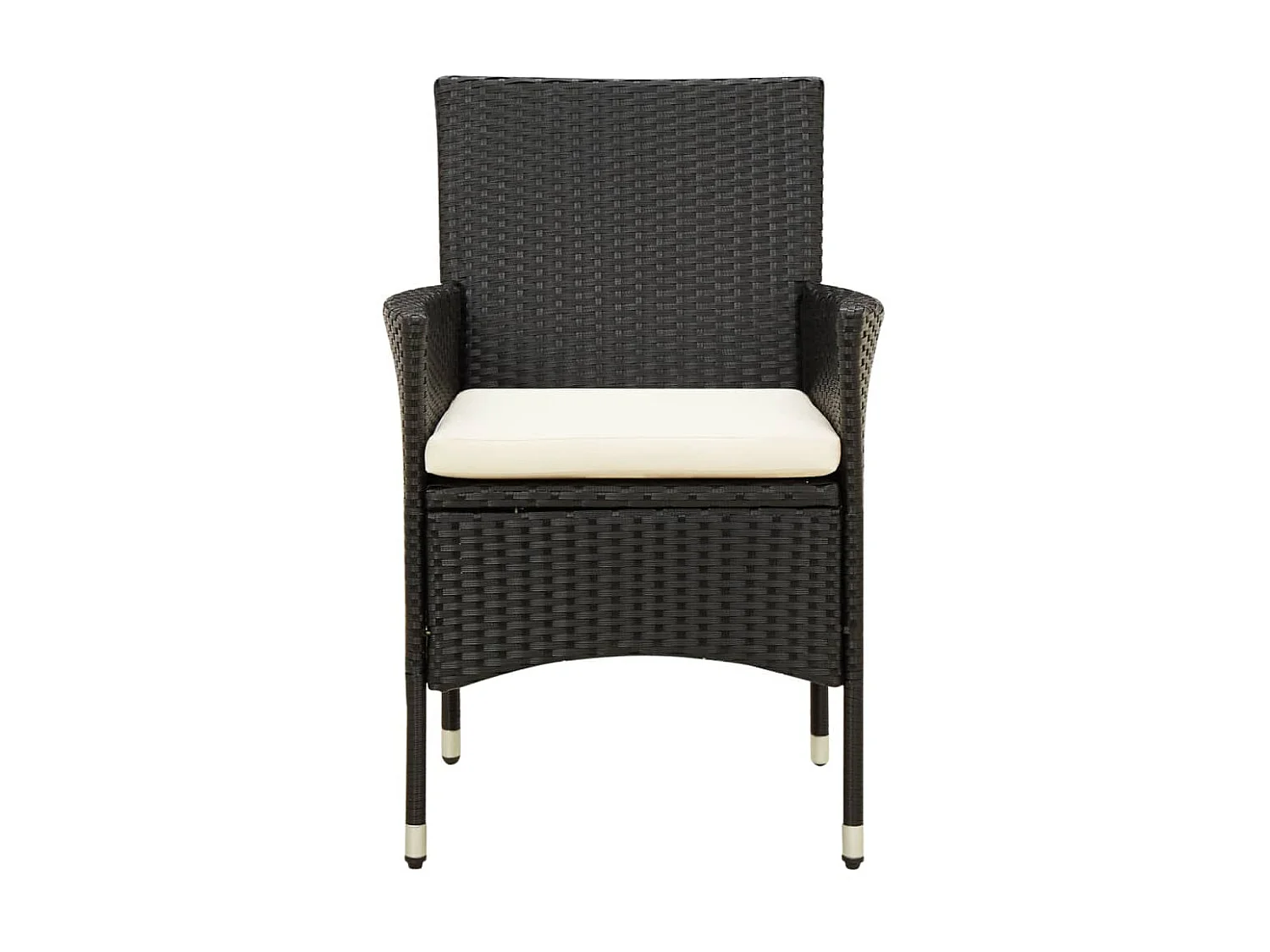 Chaises de jardin avec coussins 4 pcs Résine tressée Noir