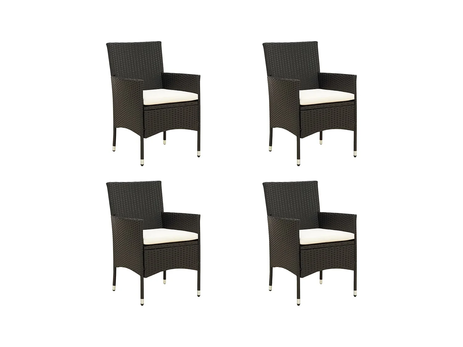Chaises de jardin avec coussins 4 pcs Résine tressée Noir