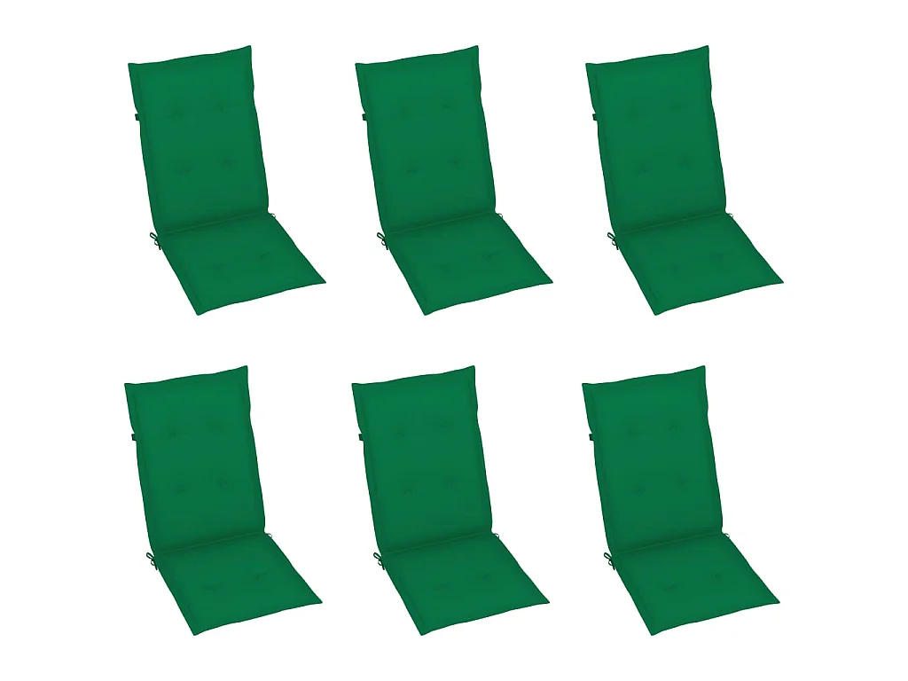 Chaises de jardin 6 pcs avec coussins vert Bois de teck