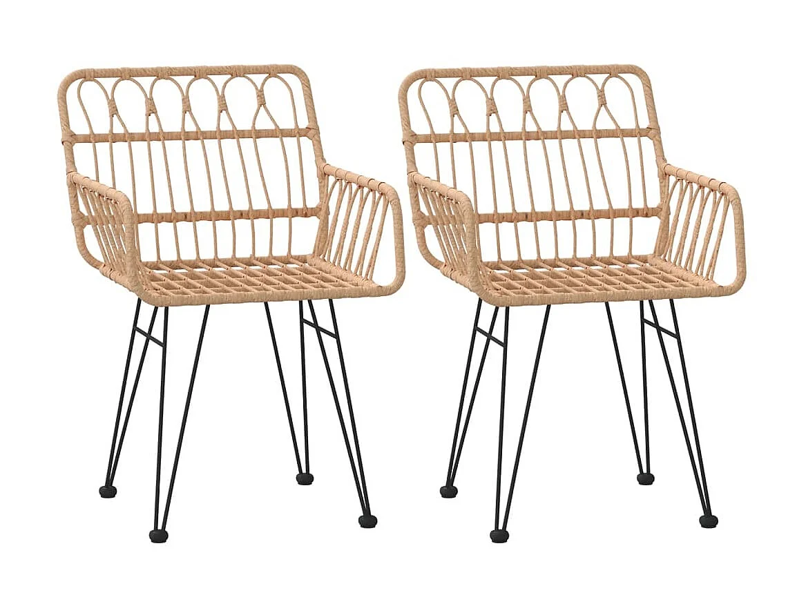 Chaises de jardin 2 pcs et accoudoir 56x64x80 Résine tressée