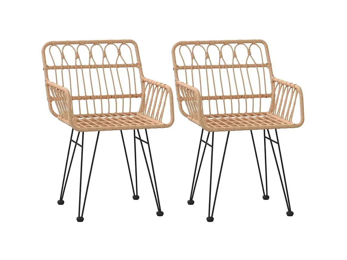 Chaises de jardin 2 pcs et accoudoir 56x64x80 Résine tressée