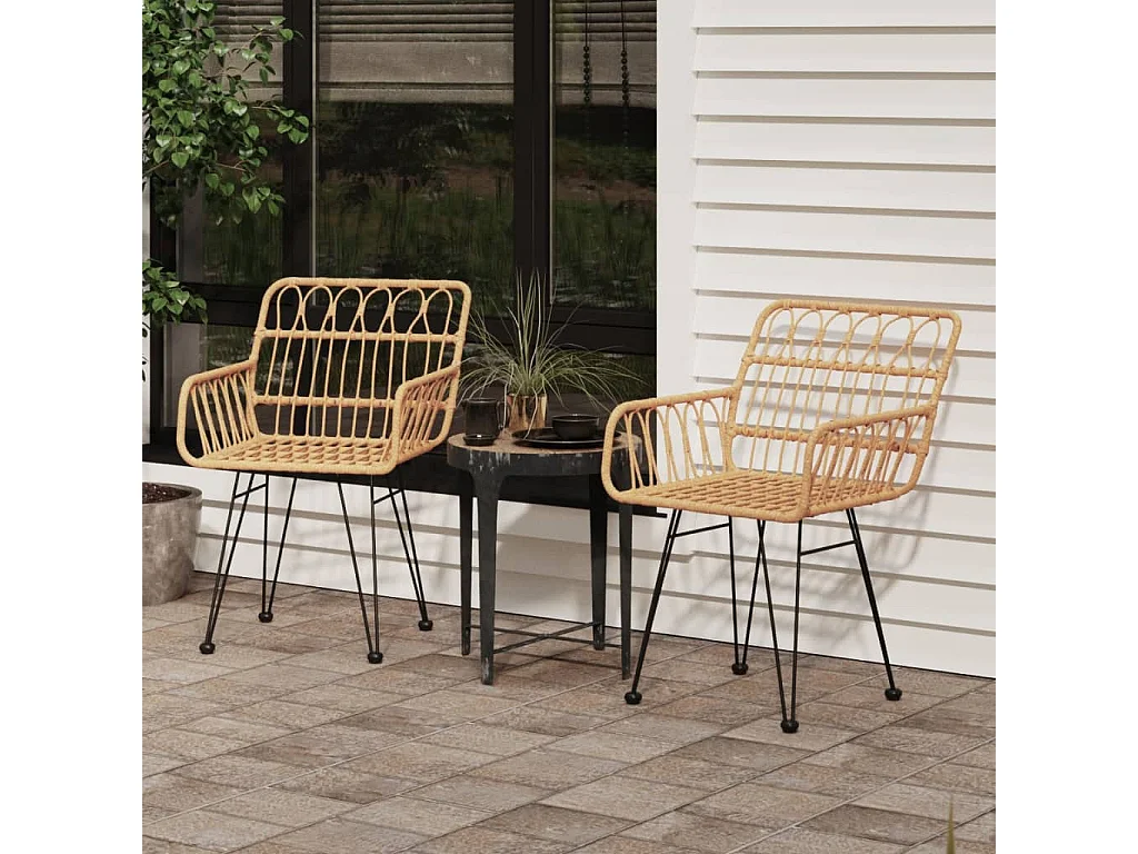 Chaises de jardin 2 pcs et accoudoir 56x64x80 Résine tressée