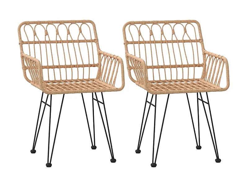Chaises de jardin 2 pcs et accoudoir 56x64x80 Résine tressée