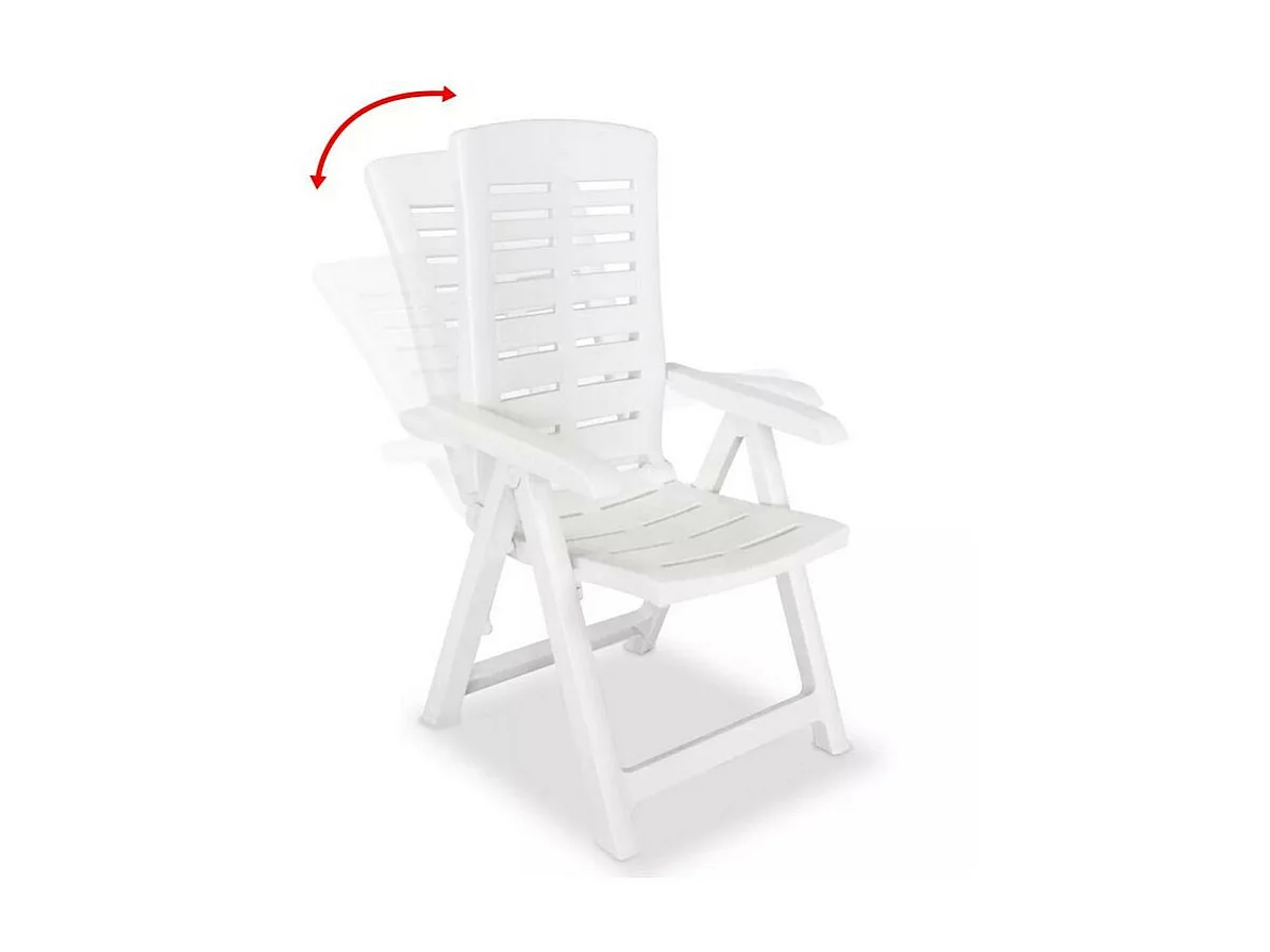 Chaise de jardin pliable plastique blanc Bouka - Lot de 4