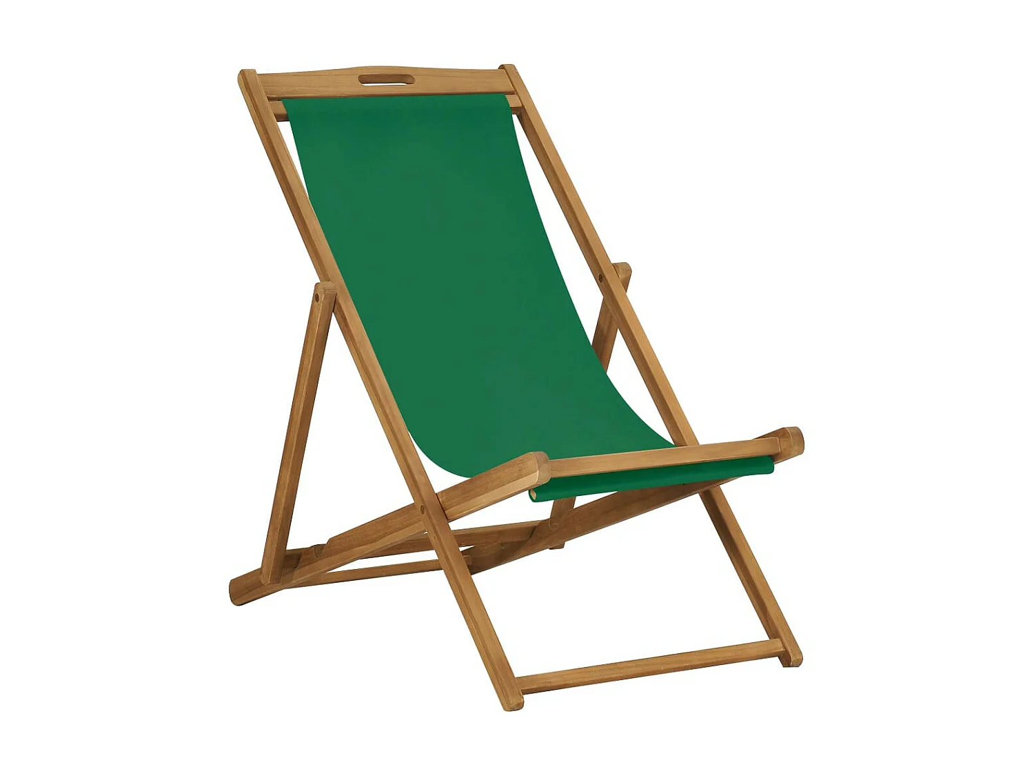 Chaise de plage pliable Bois de teck solide Vert 2