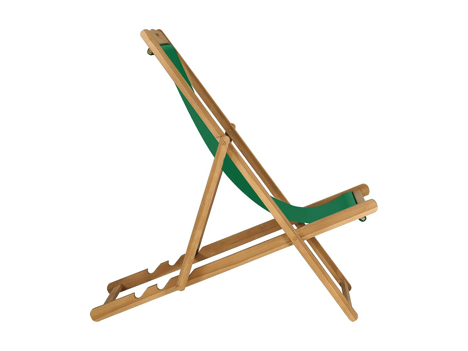 Chaise de plage pliable Bois de teck solide Vert 2