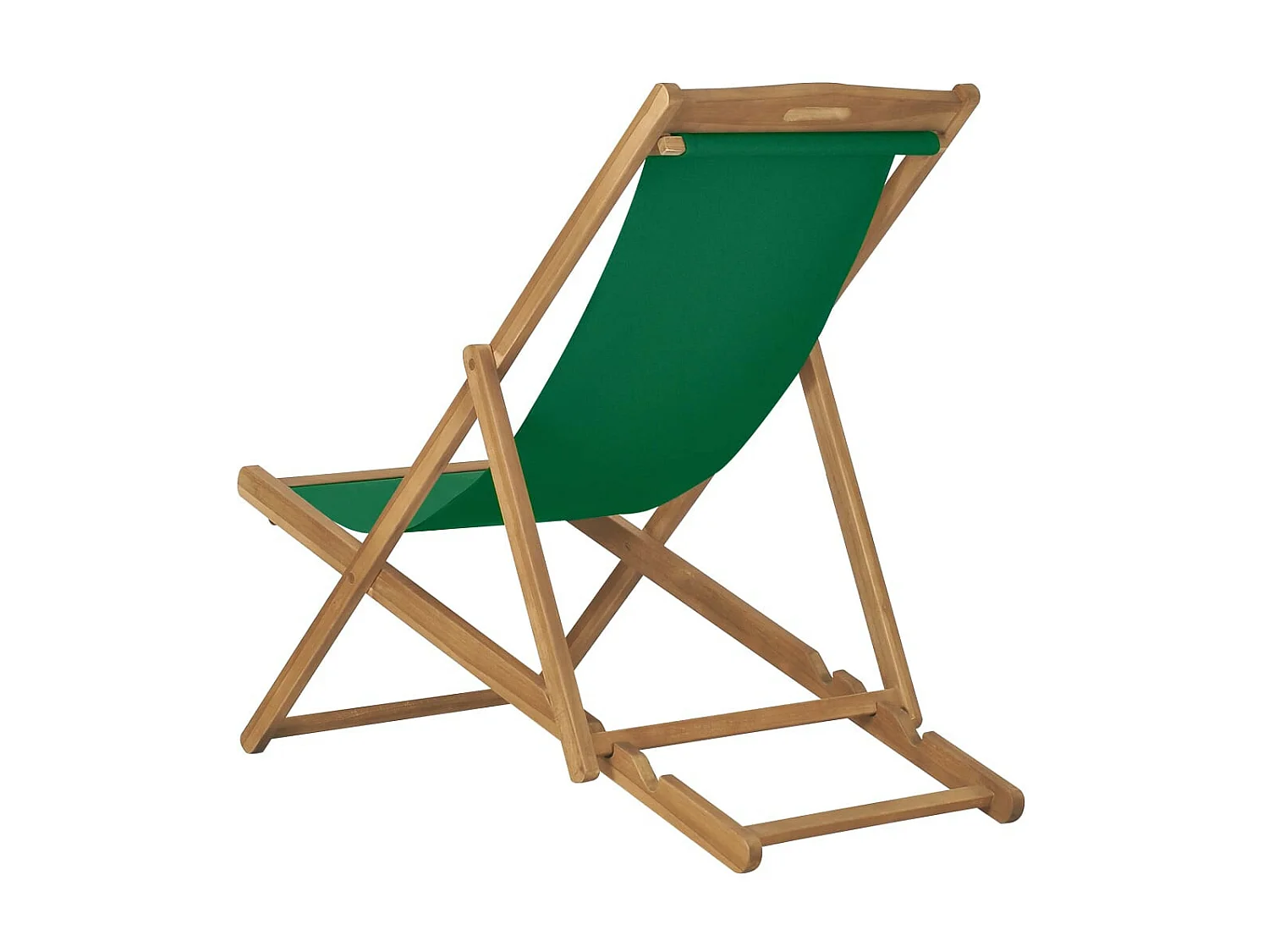 Chaise de plage pliable Bois de teck solide Vert 2