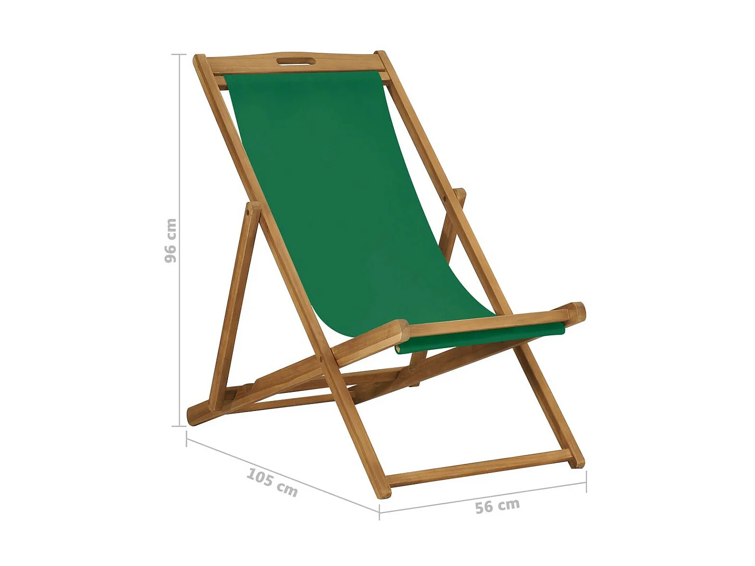 Chaise de plage pliable Bois de teck solide Vert 2