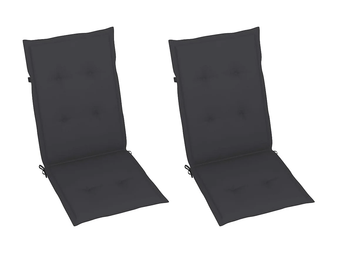 Chaises inclinables de jardin 2 pcs avec coussins noir Bois d'acacia