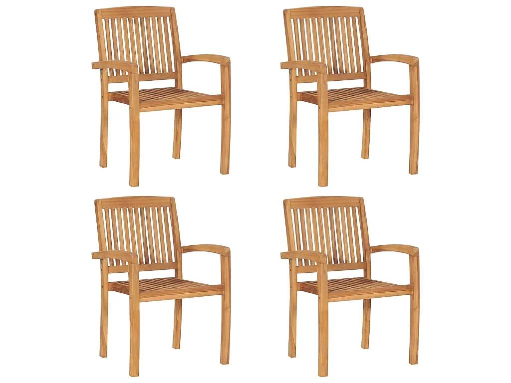 Chaises de jardin empilables 4 pcs Bois de teck solide