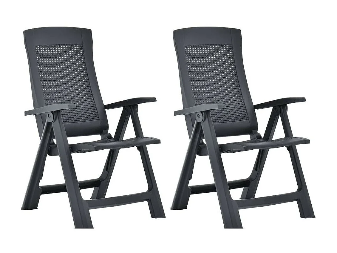 Chaises inclinables de jardin 2 pcs Plastique Anthracite