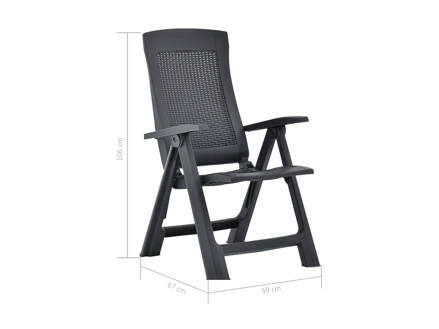 Chaises inclinables de jardin 2 pcs Plastique Anthracite