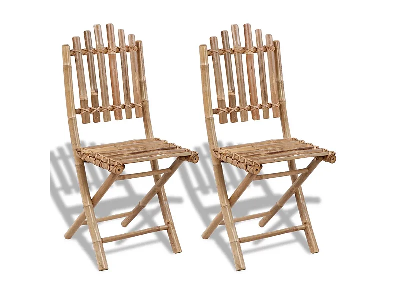 Chaises pliables de jardin 2 pcs Bambou