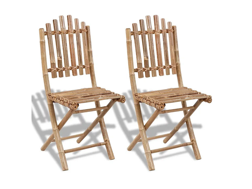 Chaises pliables de jardin 2 pcs Bambou