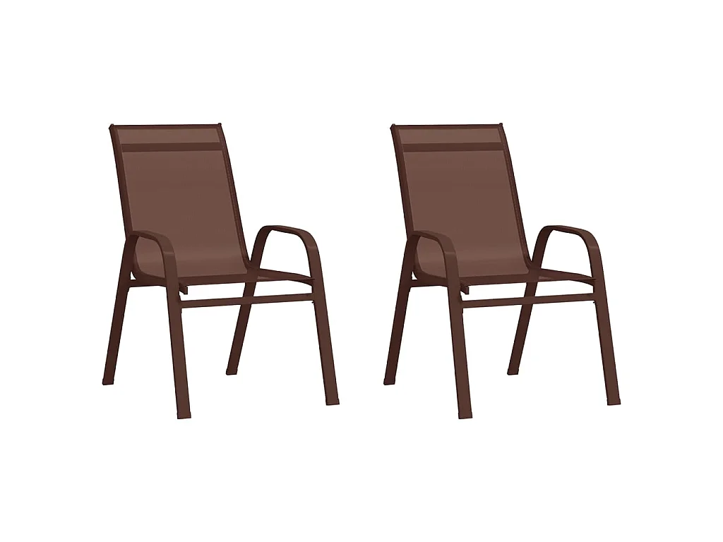 Chaises empilables de jardin 2 pcs Marron Tissu textilène