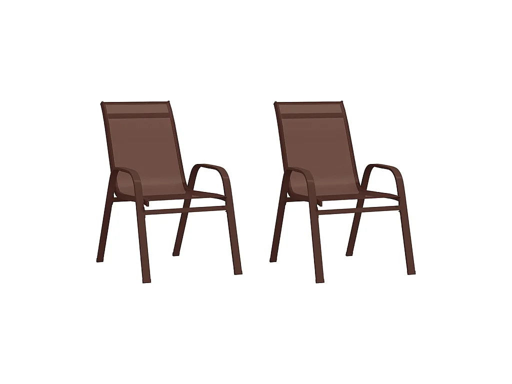 Chaises empilables de jardin 2 pcs Marron Tissu textilène