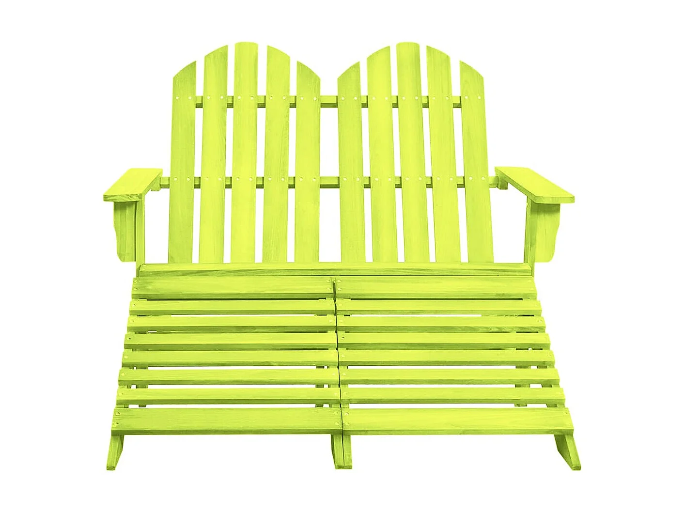 Chaise de jardin Adirondack 2 places et pouf Sapin massif Vert