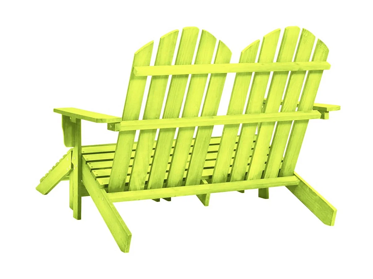 Chaise de jardin Adirondack 2 places et pouf Sapin massif Vert