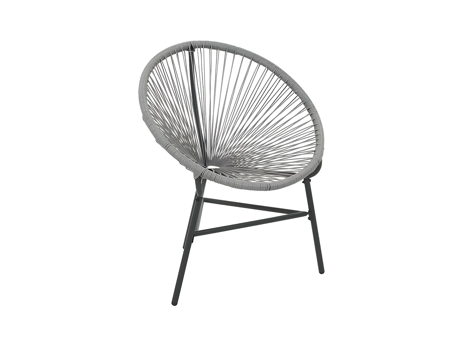 Chaise de jardin resine tressée grise et pieds métal Roela