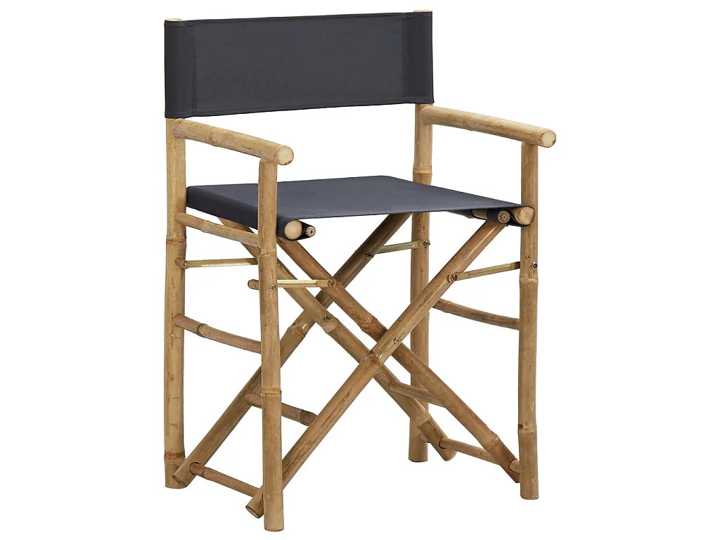 Chaises pliables de directeur 2 pcs Gris foncé Bambou et tissu