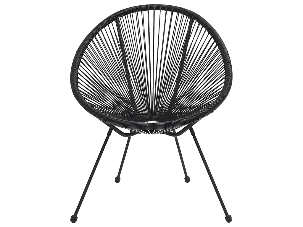 Chaises de jardin en forme de lune 2 pcs Rotin Noir