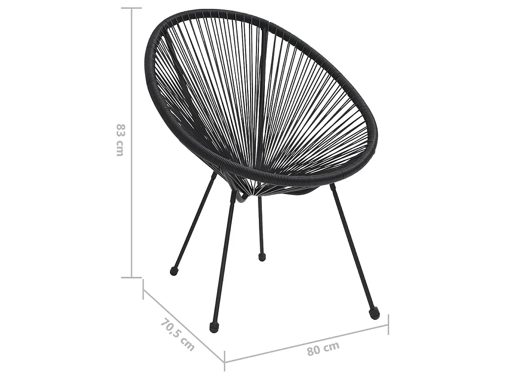 Chaises de jardin en forme de lune 2 pcs Rotin Noir