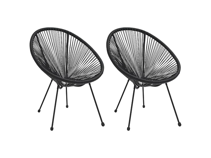 Chaises de jardin en forme de lune 2 pcs Rotin Noir