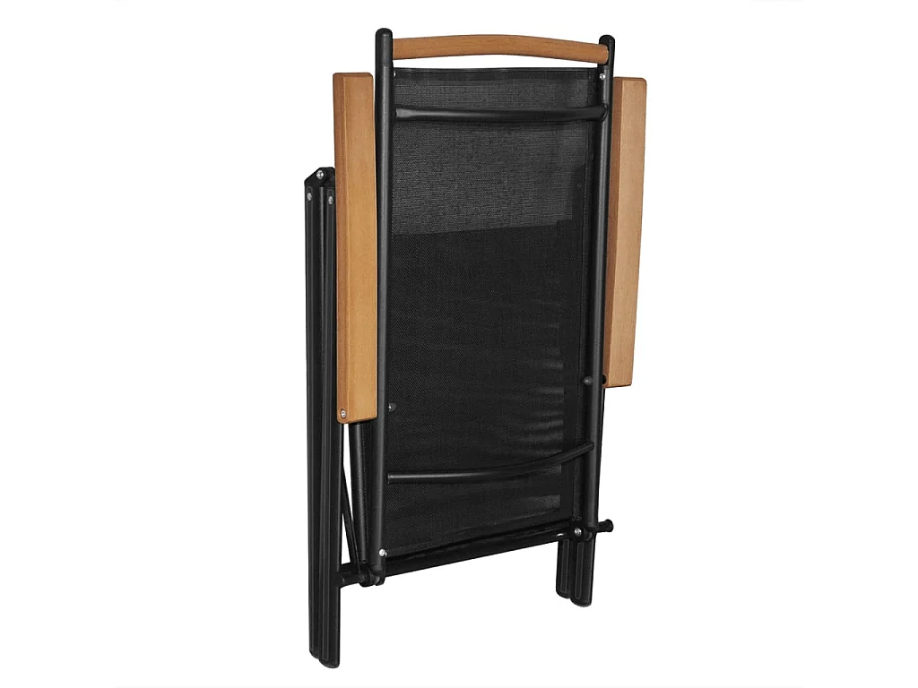 4 pcs Chaises pliables de jardin Aluminium et textilène Noir