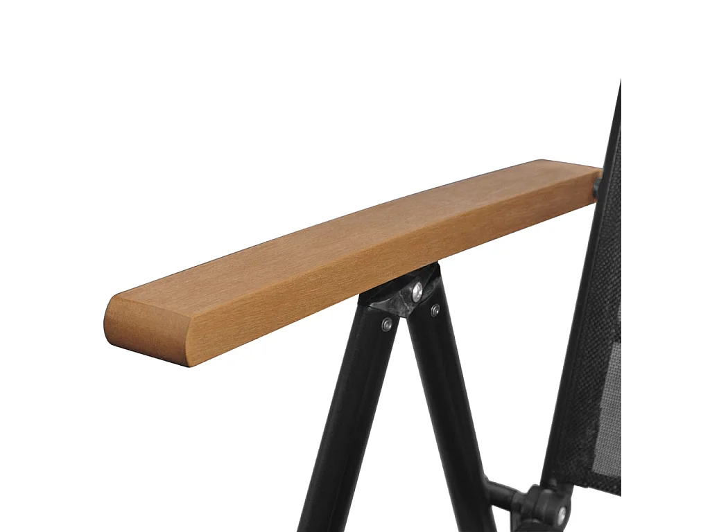 4 pcs Chaises pliables de jardin Aluminium et textilène Noir