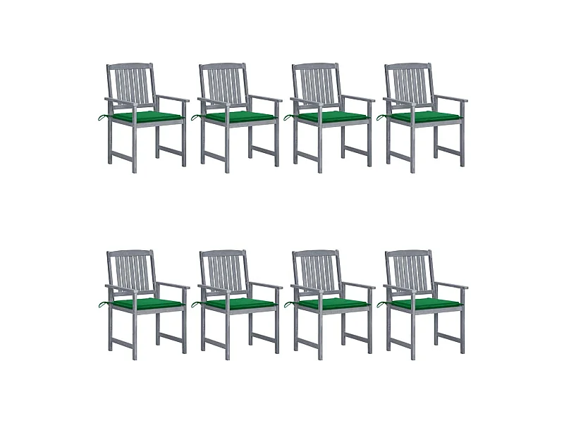 Chaises de jardin avec coussins 8 pcs Bois d'acacia solide Gris 6