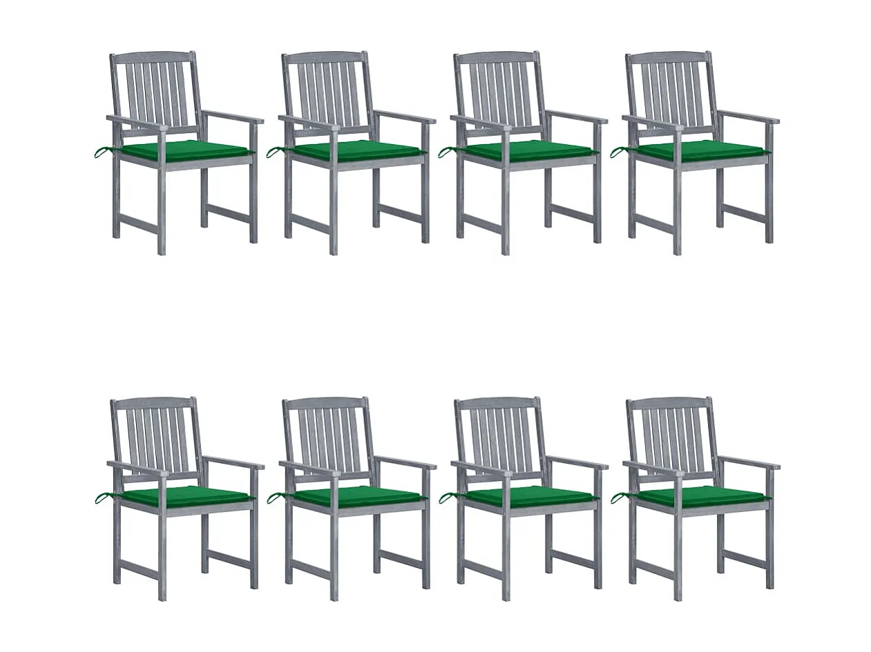 Chaises de jardin avec coussins 8 pcs Bois d'acacia solide Gris 6